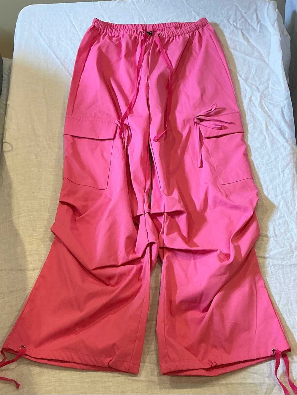 SHEIN Hot Pink Wide Leg Cargo Parachute Pants XS